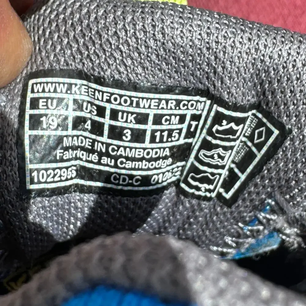 Keen Chandler CNX Hiking Shoes Mesh Bungee‎ Lace Blue Green Kids Toddler Size 4